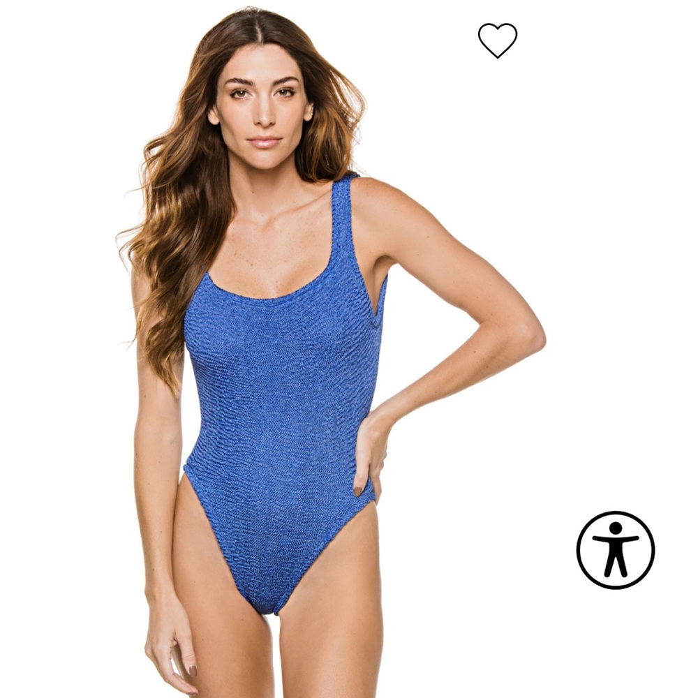 Hunza G denim metallic square neck one piece - brand new with tags